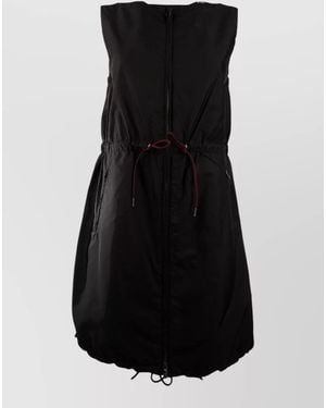 Prada Sleeveless Jacket Drawstring Waist Zip Pockets - Black