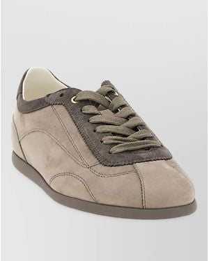 Brunello Cucinelli Leather Lace-Up Trainers - Natural