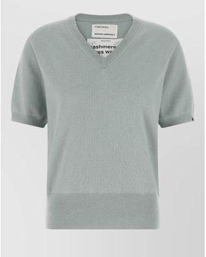 Extreme Cashmere Cashmere Ribbed V-Neck Short-Sleeve Jumper - Grey