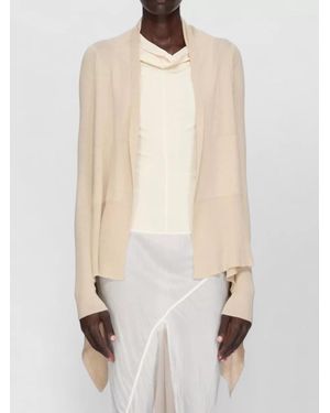 Rick Owens Knit Cardigan Draped Hem Long Sleeves - White