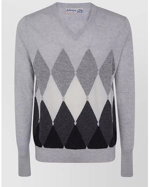Ballantyne Cashmere V-Neck Sweater - Gray