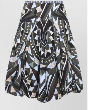 PUCCI Silk Satin A Line Balloon Midi Skirt - Multicolour