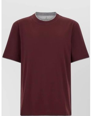 Brunello Cucinelli Double Layer Crew Neck Jersey T Shirt - Red