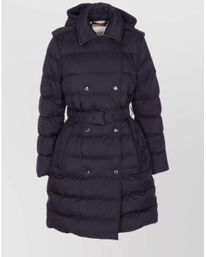 Burberry Long Padded Quilted Jacket Belt - Blue