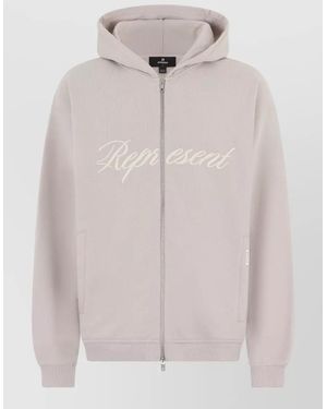 Represent Cotton Hooded Zip Sweatshirt - White