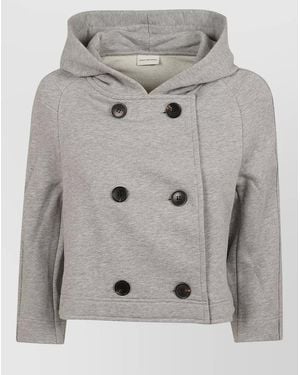 Dries Van Noten Cropped Hooded Hybrid A Line Jacket - Grey