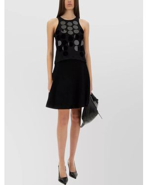 MSGM Cotton Racerback Tops With Round Disc Embellishments - Black