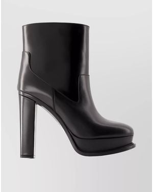 McQueen 10 Cm Heel Ankle Boots Smooth Lambskin - Black