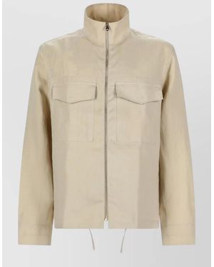 Paul Smith Linen Oversized Zip Overshirt Jacket - Natural