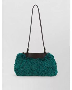 Dries Van Noten Leather Rose-Embellished Shoulder Bag - Green