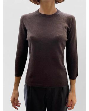 LA ROSE Cashmere Knit Crew Neck 34 Sleeves - Black