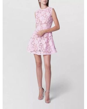 Self-Portrait Lace Dress Round Neckline Scalloped Hem - Pink