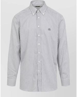 Etro Roma Logo Shirt Long Sleeve Stripe - White