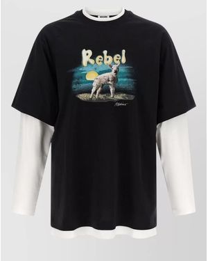 Moschino Rebel Layered Long Sleeve Crew Neck T-Shirt - Black