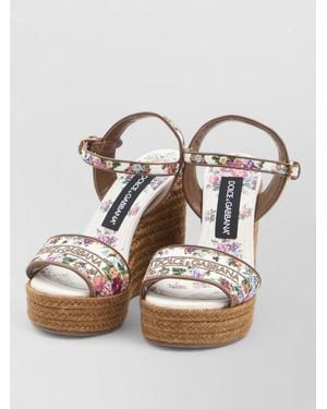 Dolce & Gabbana Platform Leather Sandals Thread Embroidery - Multicolour