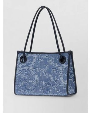 Etro Denim Eyes Paisley Small Tote Bag - Blue
