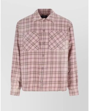 Represent Long Sleeve Plaid Shirt With Chest Pockets - Pink