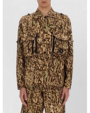 South2 West8 Camouflage Pattern Oversize Jacket Epaulettes Pockets - Multicolour