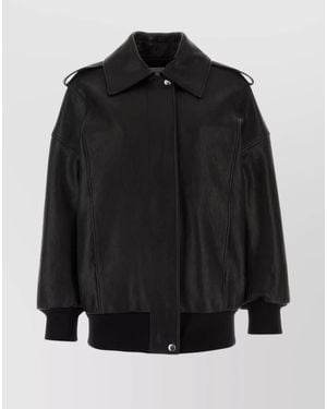 McQueen Lamb Leather Oversized Jacket - Black