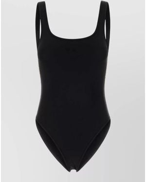 Burberry Stretch Nylon Swimsuit Low Back Scoop Neckline - Black