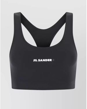 Jil Sander Front Logo Print Sports Bra - Black