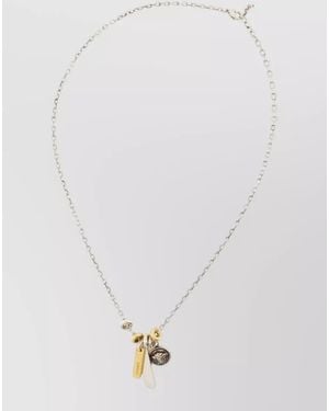 Versace Necklace Metal Chain Brass Mixed Tones Charms - White