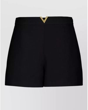 Valentino Vlogo Signature Wool Silk Tailored Shorts - Black