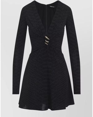 Roberto Cavalli Serpentine Printed Mini Dress - Black