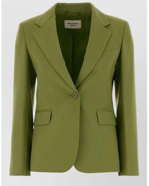 Weekend by Maxmara Wool Lamine Blazer Tailored Fit Design - Green