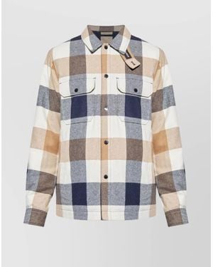 Woolrich Checked Wool Blend Shirt Jacket With Chest Pockets - White