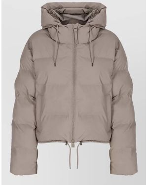 Rains Quilted Short Puffer Jacket - Gray