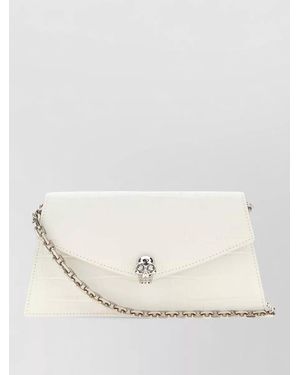 McQueen Leather Mini Skull Envelope Crossbody Bag - Natural