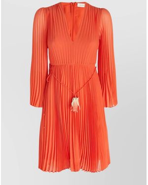 Zimmermann Short Dress With Belted Waist And Flared Sleeves