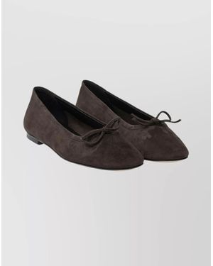 Aeyde Suede Ballerina Shoes Bow Detail - Black