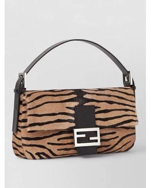 Fendi Baguette 26424 Tiger Print Shoulder Bag - Metallic