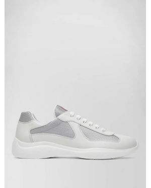 Prada Mesh Panel Low Trainers Rubber Sole - White