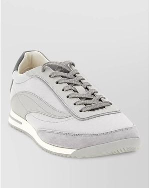 Brunello Cucinelli Nubuck Panel Low-Top Trainers - White