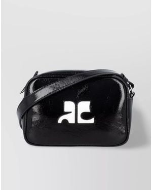 Courreges Rédition Patent Leather Crossbody Bag - Black