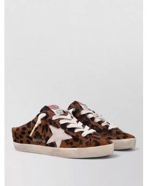 Golden Goose Leather Leopard-Print Open-Back Lace-Up Trainers - Brown