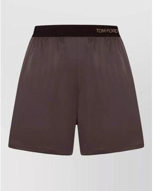 Tom Ford Logo Band Silk Lounge Shorts - Purple