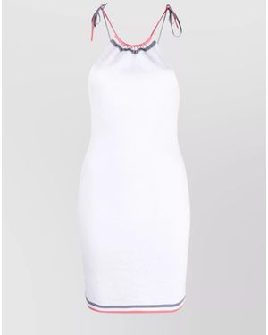Fendi Knitted Halterneck Sleeveless Logo Intarsia Mini Dress - White