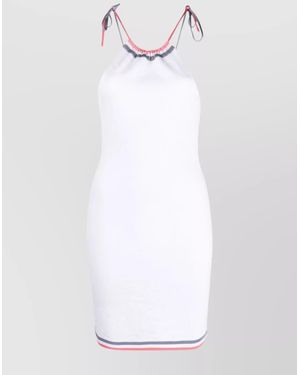 Fendi Knitted Halterneck Sleeveless Logo Intarsia Mini Dress - White