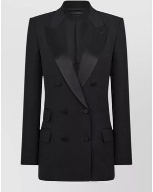 Tom Ford Tailored Double Breasted Formal Jacket Satin Lapel - Black