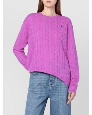 Polo Ralph Lauren Cable Knit Wool Cashmere Sweater - Purple