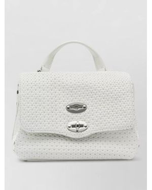 Zanellato Crossbody Bag Adjustable Strap Metal Hardware - Grey