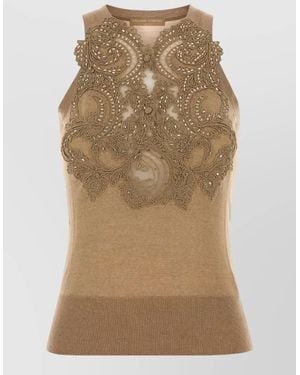 Ermanno Scervino Wool Sleeveless Vest - Natural
