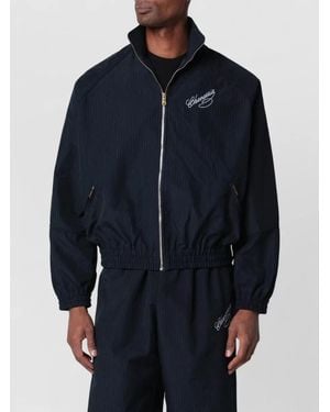 Willy Chavarria High Collar Jacket Elastic Cuffs Hem - Blue