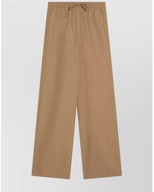 Loulou de Saison Cotton Pants With Elastic Waistband And Wide Leg - Natural