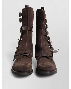 Dolce & Gabbana Brown Suede Leather Combat Ankle Boots Shoes  display picture 1