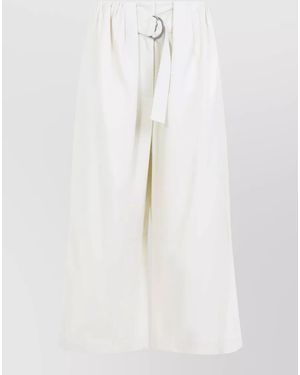 Loewe Cropped Wide-Leg Belted Knee-Length Shorts - White